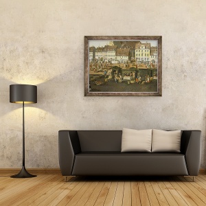 Tablou inramat - Carl Traugott Fechhelm - Noua piata din Berlin cu Marienkirche c.1770, 60 x 80 cm - Img 2