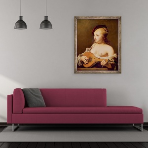 Tablou inramat - Cesar Boetius van Everdingen - Jucatorul Cittern, 50 x 60 cm - Img 2