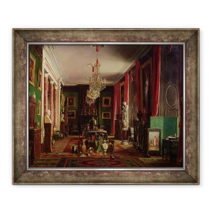 Tablou inramat - Charles Giraud - Interiorul Oficiului lui Alfred Emilien 1811-92 Conte de Nieuwerkerke, director general al Muzeelor Imperiale, la Luvru, 70 x 85 cm