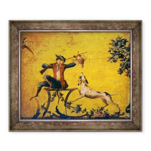 Tablou inramat - Christophe Huet - Vanator maimuta si caine de vanatoare, 50 x 60 cm