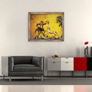 Tablou inramat - Christophe Huet - Vanator maimuta si caine de vanatoare, 50 x 60 cm - Img 2