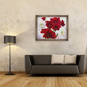 Tablou inramat - Christopher Ryland - Amaryllis rosu si alb, 70 x 90 cm - Img 2