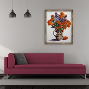 Tablou inramat - Christopher Ryland - Crizanteme portocalii, 50 x 60 cm - Img 2