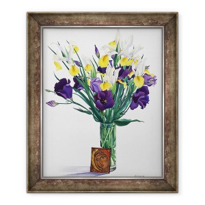 Tablou inramat - Christopher Ryland - Flori cu fata dintr-o icoana, 50 x 60 cm
