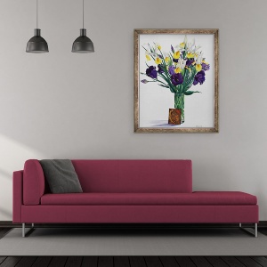 Tablou inramat - Christopher Ryland - Flori cu fata dintr-o icoana, 50 x 60 cm - Img 2