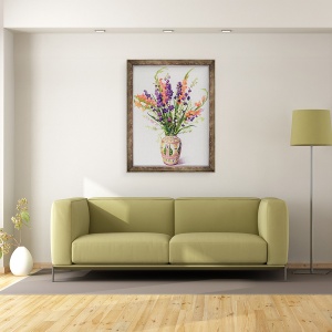 Tablou inramat - Christopher Ryland - Larkspur si Gladioli intr-o vaza marocana, 60 x 80 cm - Img 2