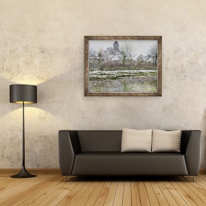 Tablou inramat - Claude Monet - Biserica de la Vetheuil sub zapada, 60 x 80 cm - Img 2