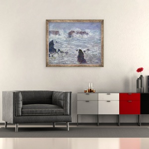 Tablou inramat - Claude Monet - Furtuna, in largul coastei Belle-Ile, 50 x 60 cm - Img 2