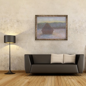 Tablou inramat - Claude Monet - Stiva de grau dezghet, apus de soare, 60 x 80 cm - Img 2