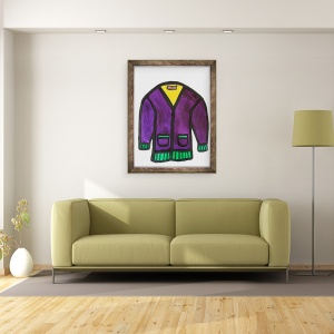 Tablou inramat - Daisy de Villeneuve - Cardigan mov, 60 x 80 cm - Img 2