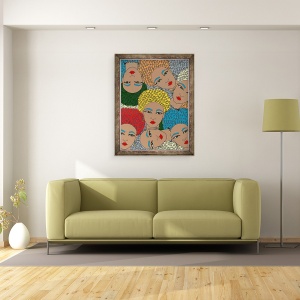 Tablou inramat - Daisy de Villeneuve - Fete cu Par Multi Colorat, 70 x 90 cm - Img 2