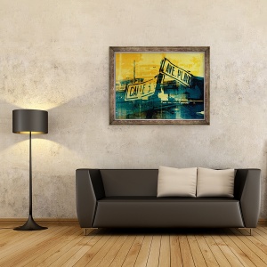 Tablou inramat - David Studwell - Semnul de strada verde si galben, 60 x 80 cm - Img 2
