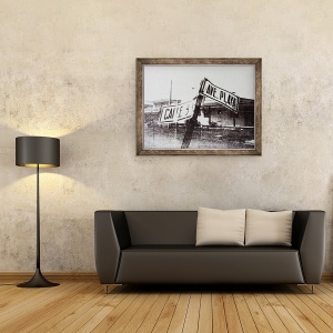 Tablou inramat - David Studwell - Semnul strazii alb-negru, 70 x 90 cm - Img 2