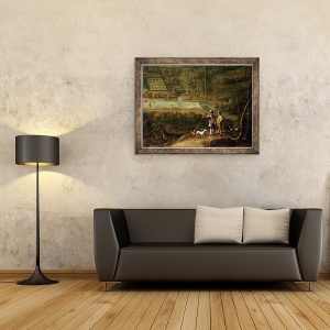Tablou inramat - David Teniers the Younger - Peisaj cu sportivi, 60 x 80 cm - Img 2