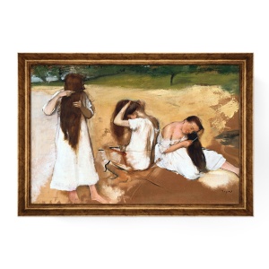 Tablou Inramat - Degas - Women combing their hair, Rama Auriu, 60 x 90 cm