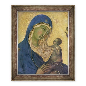 Tablou inramat - Duccio di Buoninsegna - Madonna si Copilul cu SS. Dominic si Aurea, detaliu al Madonnei si Copilului, 50 x 60 cm