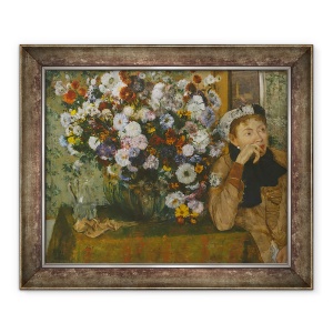 Tablou inramat - Edgar Degas - O femeie asezata langa o vaza de flori, 50 x 60 cm