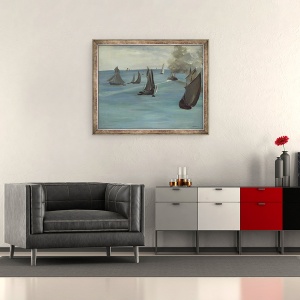 Tablou inramat - Edouard Manet - Barca cu aburi plecand din Boulogne, 50 x 60 cm - Img 2