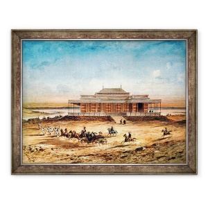 Tablou inramat - Edouard Riou - imparateasa Eugenie calatorind la Inaugurarea Canalului Suez in 1869, de pe un album de suveniruri, 70 x 90 cm