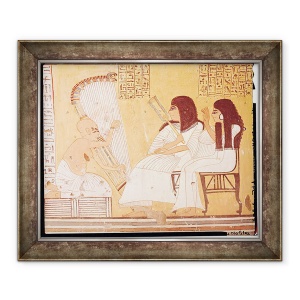 Tablou inramat - Egyptian 20th Dynasty - Decedatul si sotia sa ascultand un harpist orb, de la mormantul lui Ankerkhe, Mormintele muncitorilor, 70 x 85 cm