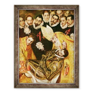 Tablou inramat - El Greco - inmormantarea contelui Orgaz, detaliu al contelui impreuna cu Sfantul stefan si Sfantul Augustin, 70 x 90 cm
