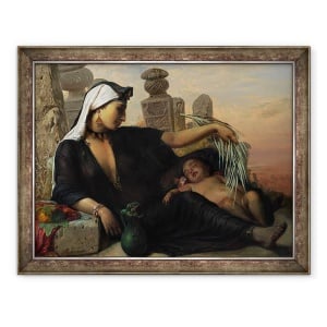 Tablou inramat - Elisabeth Maria Anna Jerichau-Baumann - Un egiptean Fellah Femeie cu copilul ei, 70 x 90 cm