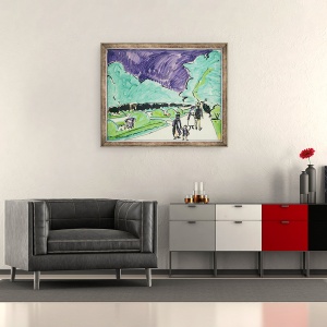 Tablou inramat - Ernst Ludwig Kirchner - Intrarea intr-o gradina mare din Dresda, 50 x 60 cm - Img 2