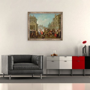 Tablou inramat - Etienne Jeaurat - Carnavalul stradal din Paris, 70 x 85 cm - Img 2