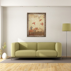 Tablou inramat - Etruscan - Barca de pescuit, de la Mormantul Vanatorii si Pescuitul, 70 x 90 cm - Img 2