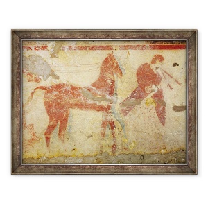 Tablou inramat - Etruscan - Doi cai si un muzician, din mormantul lui Giustiniani, 70 x 90 cm