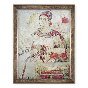 Tablou inramat - Etruscan - Femeie la toaleta ei, detaliu dintr-o scena funerara, perioada Samnite, 60 x 80 cm