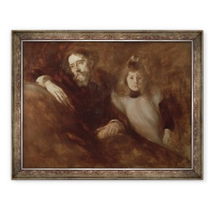Tablou inramat - Eugene Carriere - Portretul lui Alphonse Daudet 1840-97 si fiica sa Edmee, 70 x 90 cm