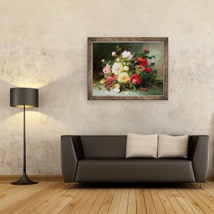 Tablou inramat - Eugene Henri Cauchois - Buchet de Trandafiri, 60 x 80 cm - Img 2