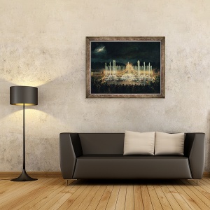 Tablou inramat - Eugene-Louis Lami - Fantana iluminata in Bassin de Neptun in onoarea Printului Francisco de Assisi de Bourbon 1822-1902 21 august 1864, 60 x 80 cm - Img 2