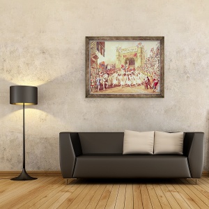 Tablou inramat - F. Lloyds - Dusul aurului, scena din productia lui Charles Kean a lui Henry al V-lea, Teatrul Princess, 60 x 80 cm - Img 2