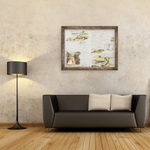 Tablou inramat - Ferdinand Victor Eugene Delacroix - Album din Africa de Nord si Spania, principalul deal Meknès, vedere la intrarea in oras si cartierul evreiesc Fol. 23, 60 x 80 cm - Img 2