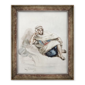 Tablou inramat - Ferdinand Victor Eugene Delacroix - Arab asezat, 70 x 85 cm