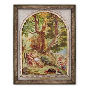 Tablou inramat - Ferdinand Victor Eugene Delacroix - Jacob Lupta cu ingerul, 70 x 90 cm
