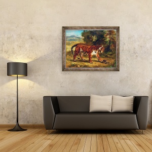 Tablou inramat - Ferdinand Victor Eugene Delacroix - Tigru cu broasca testoasa, 60 x 80 cm - Img 2