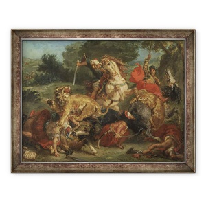Tablou inramat - Ferdinand Victor Eugene Delacroix - Vanatoarea de lei, 60 x 80 cm