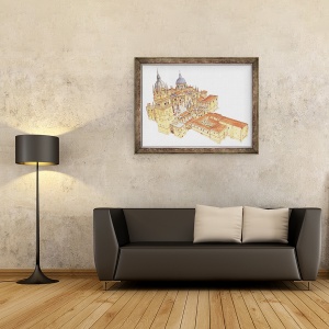 Tablou inramat - Fernando Aznar Cenamor - Catedrala Salamanca. Spania, 70 x 90 cm - Img 2