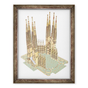 Tablou inramat - Fernando Aznar Cenamor - Sfanta familie, Antonio Gaudi. Barcelona, 70 x 90 cm
