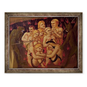 Tablou inramat - Fra Angelico - Judecata de Apoi, detaliu al blestematilor din iad, 70 x 90 cm