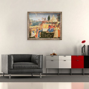 Tablou inramat - Fra Angelico - Sfintii Cosma si Damian sunt aruncati in mare, demonii scapa din gura proconsulului Lysias, din predella altarul San Marco, 50 x 60 cm - Img 2