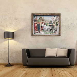 Tablou inramat - Francesco del Cossa - Triumful Minervei, Martie, din Camera Lunilor, detaliu al carului si al grupului de savanti, 60 x 80 cm - Img 2