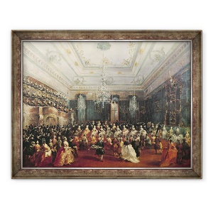 Tablou inramat - Francesco Guardi - Concert de gala sustinut in ianuarie 1782 la Venetia pentru tarevici Paul al Rusiei si sotia sa, 60 x 80 cm