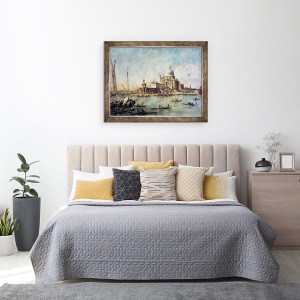 Tablou inramat - Francesco Guardi - Venetia, Punta della Dogana cu Santa Maria della Salute, 70 x 90 cm - Img 3