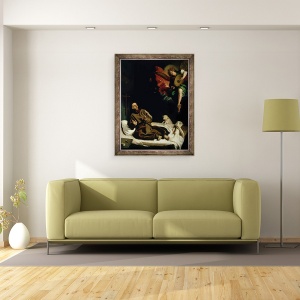Tablou inramat - Francisco Ribalta - Sfantul Francisc mangaiat de un inger muzician, 60 x 80 cm - Img 2