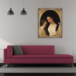Tablou inramat - Francois Bouchot - Portret De La Malibran in Rolul Desdemona, 50 x 60 cm - Img 2
