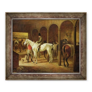 Tablou inramat - Franz Kruger - intr-un grajd, 50 x 60 cm